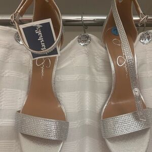 Elegant Silver Women's Block Heel Sandals